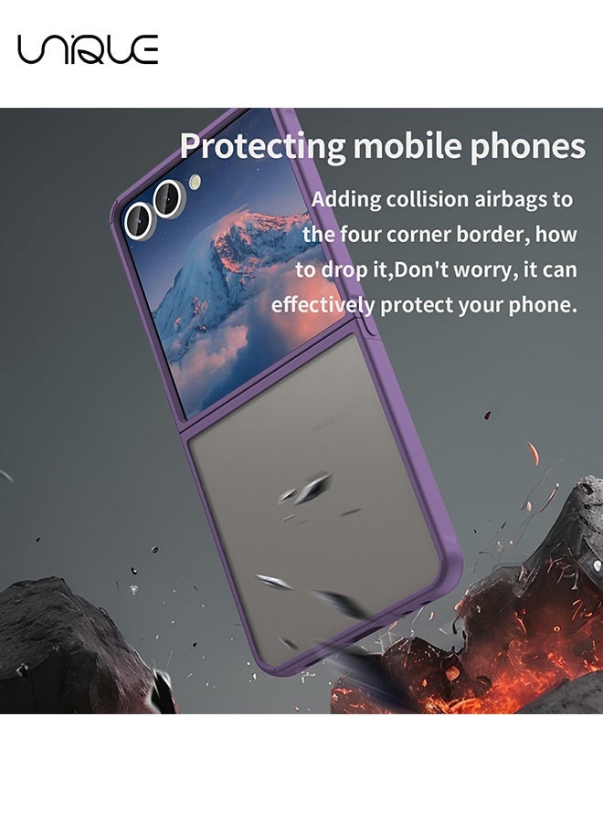 Unique Compatible with Samsung Galaxy Z Flip 7 Case - Translucent Frosted Phone Case - PC Durable Phone Protector - TPU Shockproof Protective Case - Purple - Image 2
